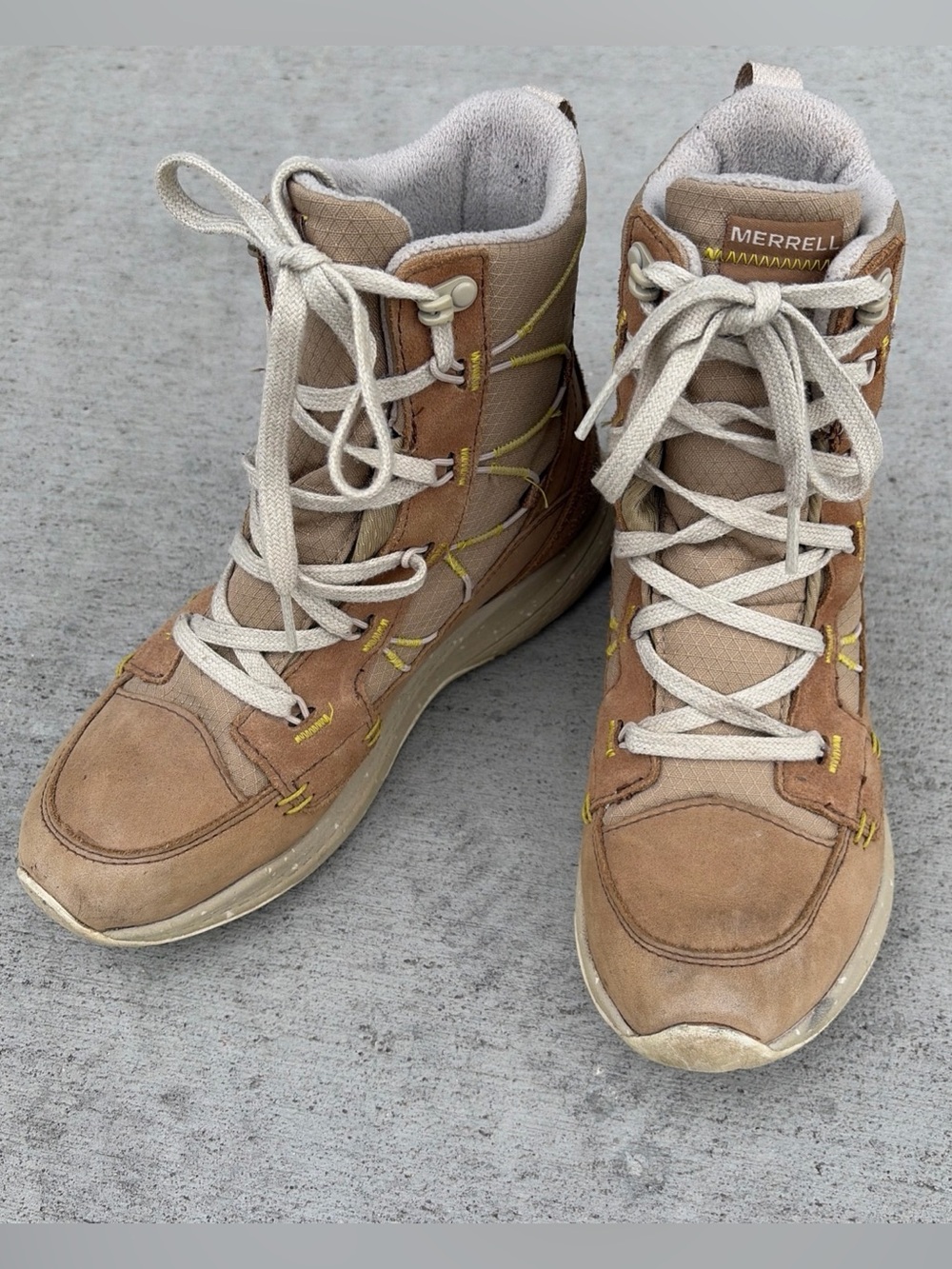 Merrell Brown Tan Leather Lace-Up Boots Size 6